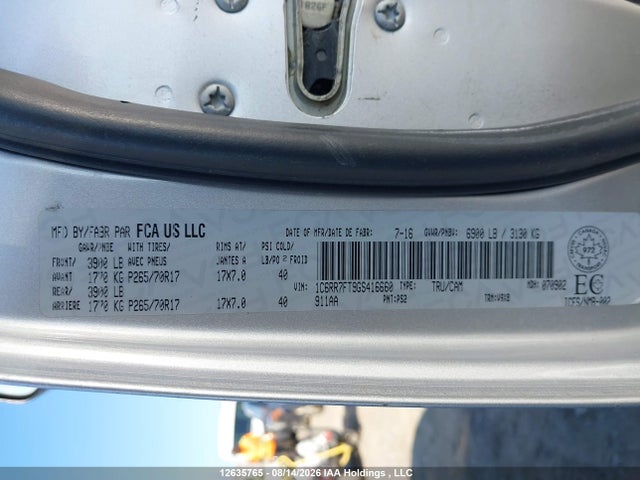 12635765 :رقم المزاد ، 1C6RR7FT9GS416660 vin ، 2016 Ram 1500 St مزاد بيع