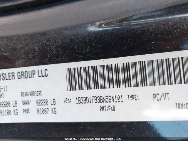 Продажа на аукционе авто 2011 Dodge Avenger Mainstreet, vin: 1B3BD1FB3BN564101, номер лота: 12635769