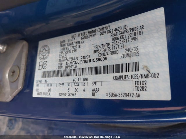 Ford ESCAPE SE 2017 1FMCU0GD6HUC56606 Image 9