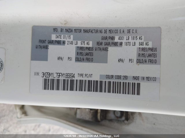3MZBM1L79FM186894 Mazda 3 TOURING