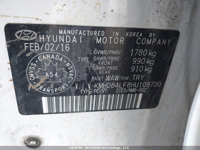 Продаж на аукціоні авто 2017 Hyundai Elantra Gls, vin: KMHD84LF8HU109730, номер лоту: 12635794