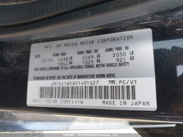 JM1GJ1W58G1401627 Mazda 6 Grand Touring