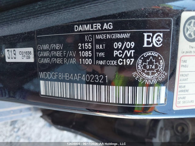 Aukcja sprzedaży 2010 Mercedes-benz C 350 4matic, vin: WDDGF8HB4AF402321, numer aukcji: 12635805