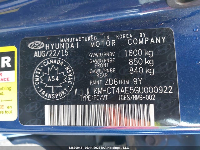 Hyundai ACCENT GL 2016 KMHCT4AE5GU000922 Image 19
