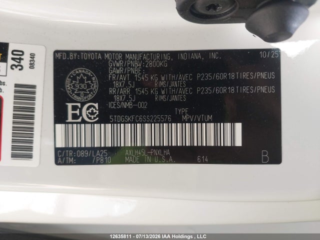 5TDGSKFC6SS225576 Toyota Sienna