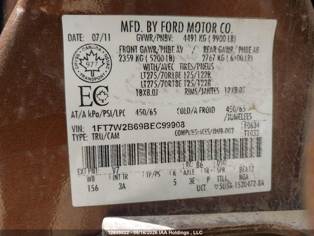 Продаж на аукціоні авто 2011 Ford F250 Super Duty, vin: 1FT7W2B69BEC99908, номер лоту: 12635822