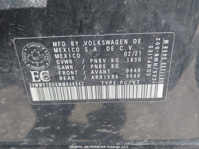 3VWW57BUXMM046942 Volkswagen Jetta Highline