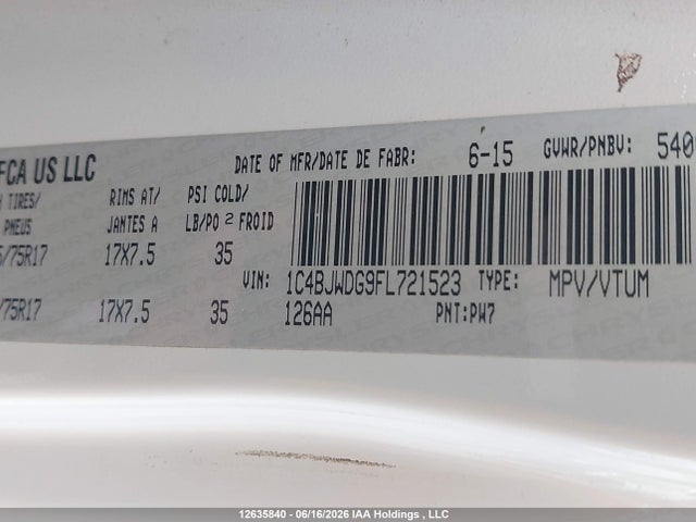 1C4BJWDG9FL721523 Jeep Wrangler Unlimited Sport