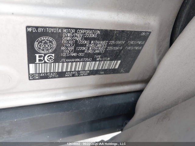 Продажа на аукционе авто 2021 Toyota Venza Le/xle/limited, vin: JTEAAAAHXMJ072542, номер лота: 12635842