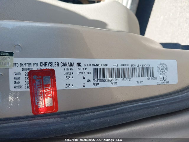 12627818 :رقم المزاد ، 2C4RDGBG8CR347309 vin ، 2012 Dodge Grand Caravan Se/sxt مزاد بيع