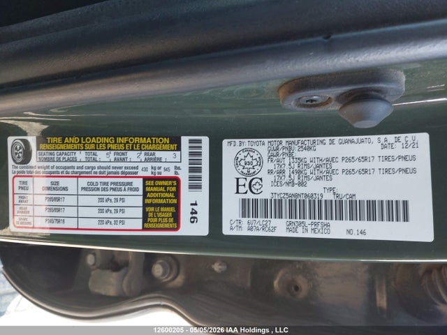 12600205 :رقم المزاد ، 3TYCZ5AN8NT060319 vin ، 2022 Toyota Tacoma مزاد بيع