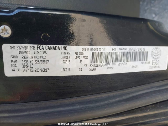 Продажа на аукционе авто 2016 Dodge Grand Caravan R/t, vin: 2C4RDGEG0GR103798, номер лота: 12619044