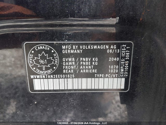 WVWBN7AN2EE501625 Volkswagen Cc Sportline