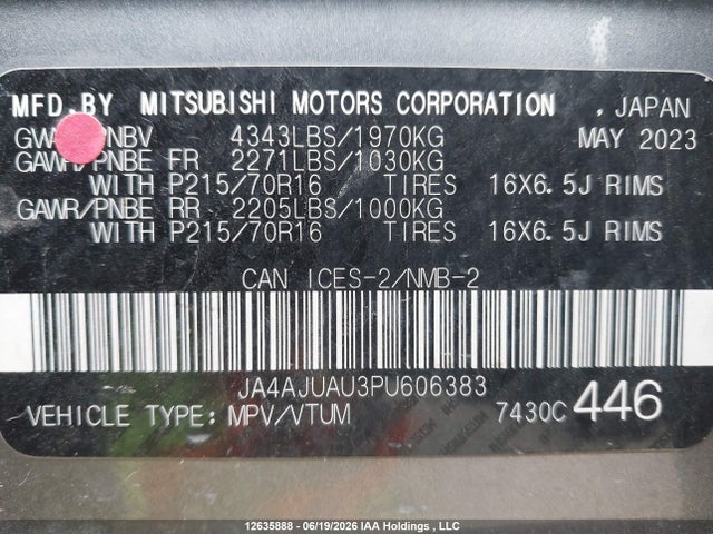 JA4AJUAU3PU606383 Mitsubishi RVR ES