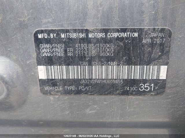 Продаж на аукціоні авто 2017 Mitsubishi Lancer Es/gts/se Anniversary Edition/se Black Edition/se Ltd, vin: JA32V2FW1HU605455, номер лоту: 12623149