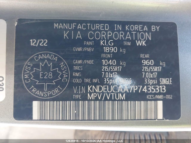 12635915 :رقم المزاد ، KNDEUCAA7P7435313 vin ، 2023 Kia Seltos S مزاد بيع
