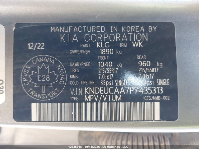 12635915 :رقم المزاد ، KNDEUCAA7P7435313 vin ، 2023 Kia Seltos S مزاد بيع