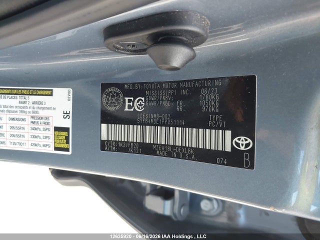 12635920 :رقم المزاد ، 5YFB4MDE1PP051114 vin ، 2023 Toyota Corolla Le مزاد بيع