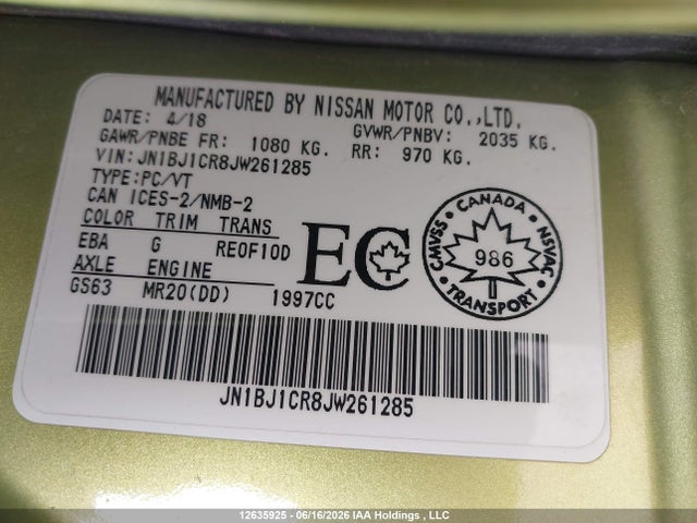 Продаж на аукціоні авто 2018 Nissan Qashqai S/sl/sv, vin: JN1BJ1CR8JW261285, номер лоту: 12635925