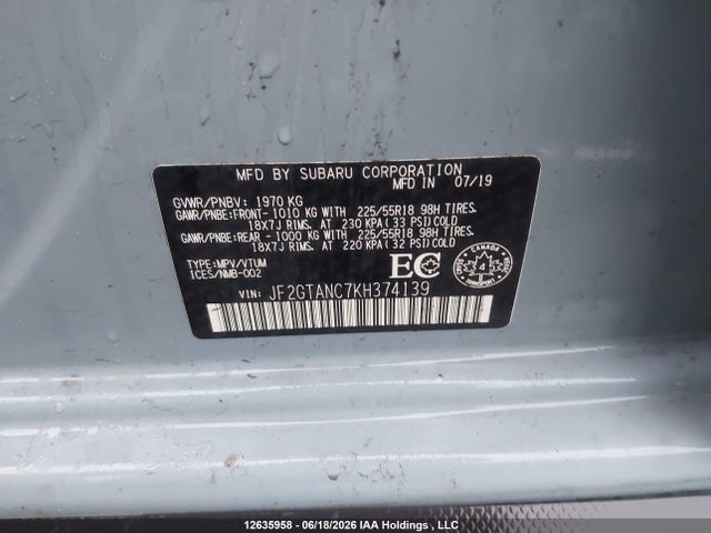 Subaru Crosstrek Limited 2019 JF2GTANC7KH374139 Image 20