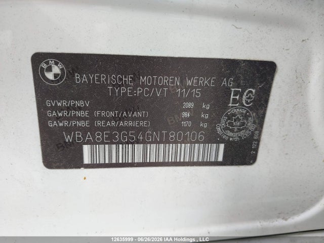 WBA8E3G54GNT80106 BMW 328i Xdrive