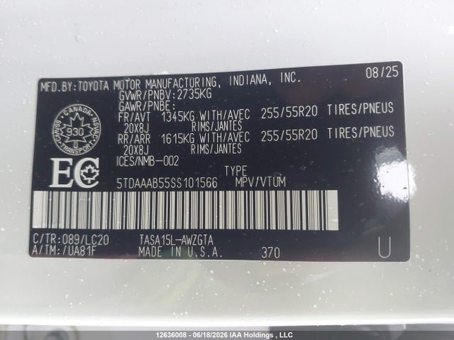 Toyota Grand Highlander Limited 2025 5TDAAAB55SS101566 Image 9