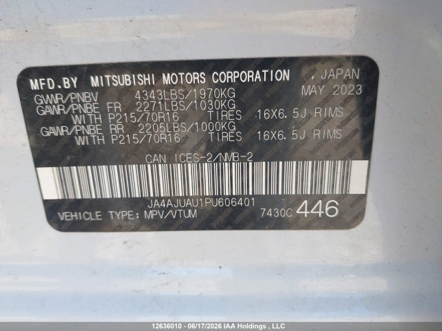 Aukcja sprzedaży 2023 Mitsubishi Rvr Es, vin: JA4AJUAU1PU606401, numer aukcji: 12636010