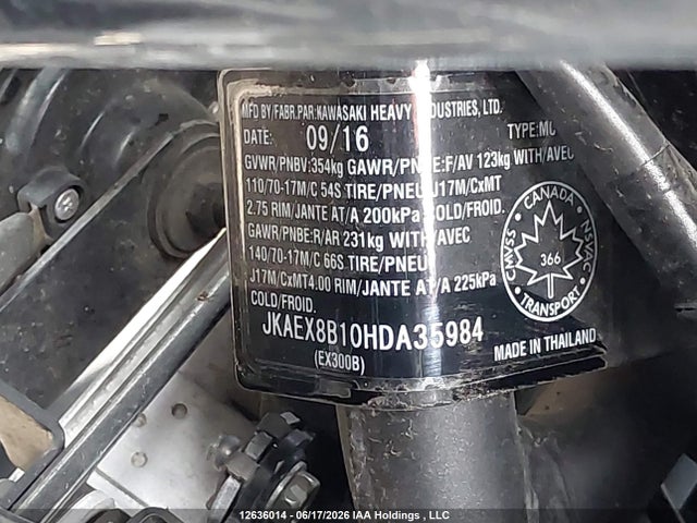 Kawasaki Ex300 B 2017 JKAEX8B10HDA35984 Image 10