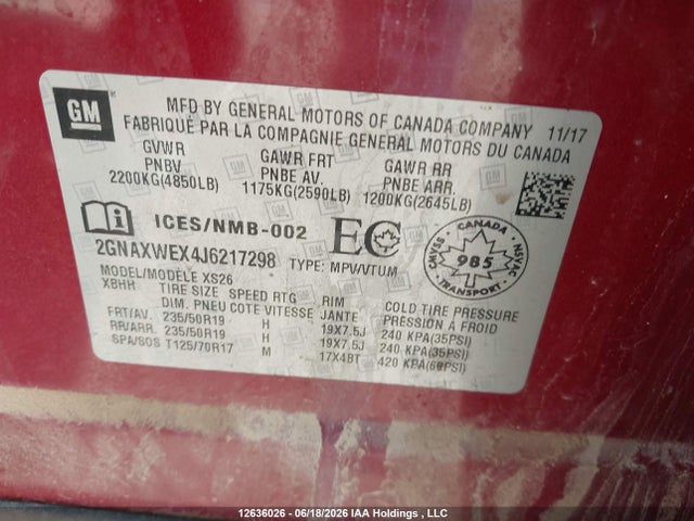 2GNAXWEX4J6217298 Chevrolet Equinox Premier