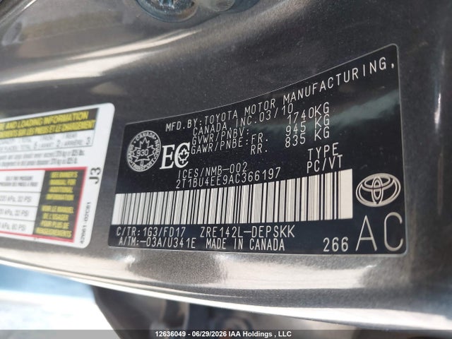 Продаж на аукціоні авто 2010 Toyota Corolla S, vin: 2T1BU4EE9AC366197, номер лоту: 12636049