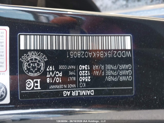 Aukcja sprzedaży 2019 Mercedes-benz Cls 450 4matic, vin: WDD2J5KB6KA028051, numer aukcji: 12636054