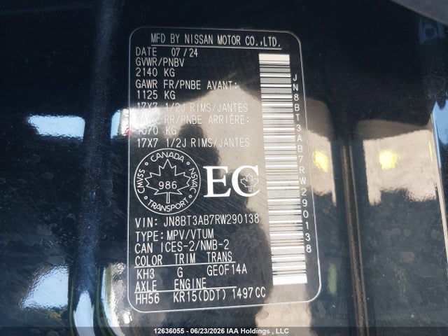 Nissan ROGUE S 2024 JN8BT3AB7RW290138 Image 9