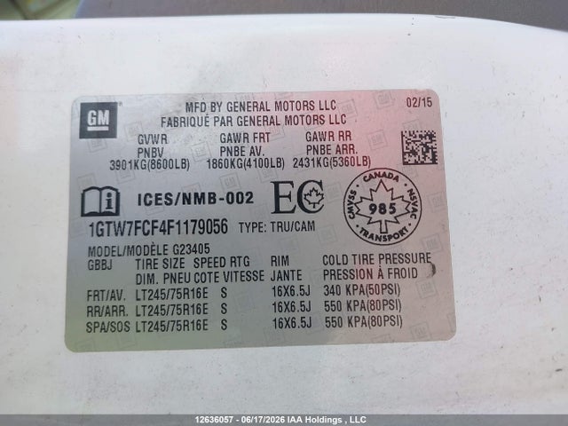 GMC Savana G2500 2015 1GTW7FCF4F1179056 Image 9