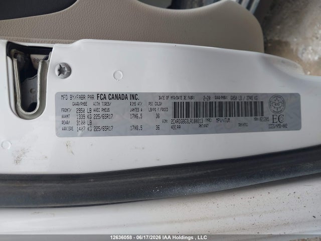 12636058 :رقم المزاد ، 2C4RDGBG3LR180213 vin ، 2020 Dodge Grand Caravan Se مزاد بيع