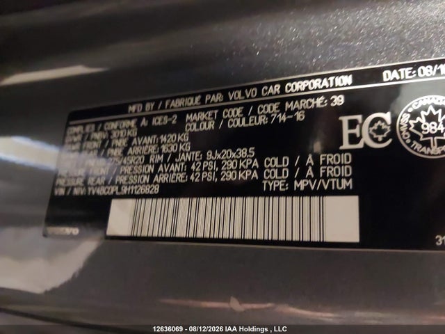 Продаж на аукціоні авто 2017 Volvo Xc90 Hybrid, vin: YV4BC0PL9H1126828, номер лоту: 12636069