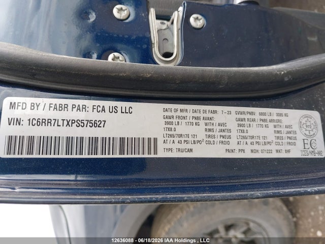 Продажа на аукционе авто 2023 Ram 1500 Classic Slt, vin: 1C6RR7LTXPS575627, номер лота: 12636088