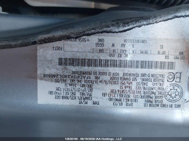 12636100 :رقم المزاد ، 1FADP3K24DL248808 vin ، 2013 Ford Focus Se مزاد بيع