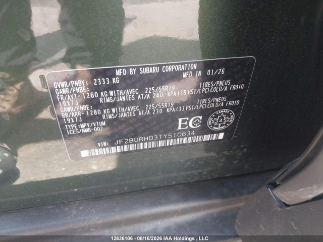 JF2BURHD3TY510634 Subaru Outback Limited Xt