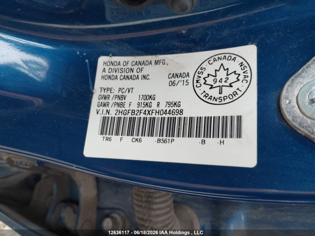 Honda Civic Lx 2015 2HGFB2F4XFH044698 Image 20