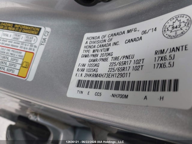 Honda CR-V EXL 2014 2HKRM4H73EH129011 Image 9