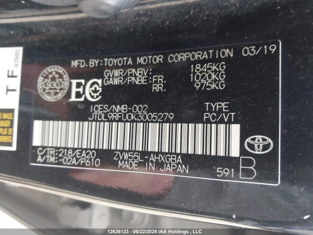 JTDL9RFU0K3005279 Toyota Prius