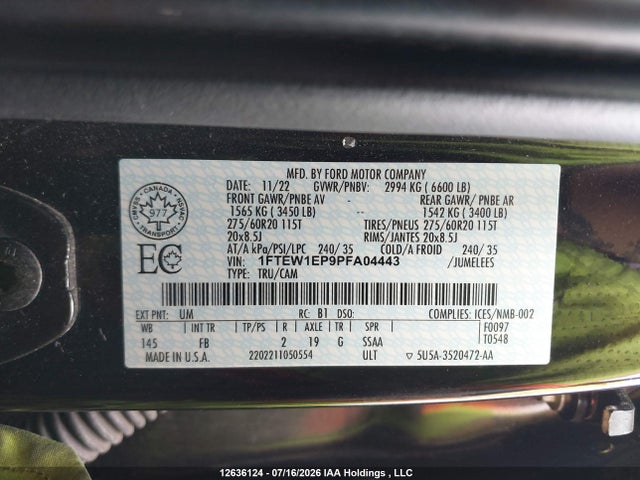1FTEW1EP9PFA04443 Ford F-150 Xlt