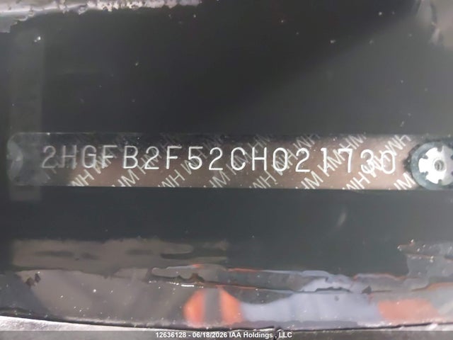 Aukcja sprzedaży 2012 Honda Civic, vin: 2HGFB2F52CH021730, numer aukcji: 12636128