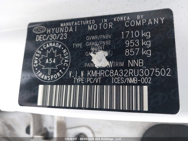 12636147 :رقم المزاد ، KMHRC8A32RU307502 vin ، 2024 Hyundai Venue Sel/limited مزاد بيع