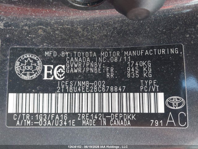 Продажа на аукционе авто 2011 Toyota Corolla Ce, vin: 2T1BU4EE2BC678847, номер лота: 12636152