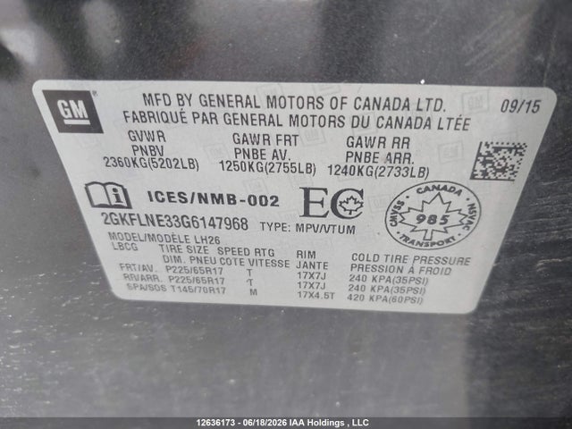 GMC Terrain 2016 2GKFLNE33G6147968 Image 9
