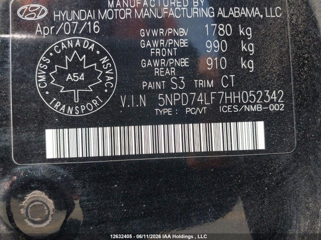 2017 Hyundai Elantra Le მანქანა იყიდება აუქციონზე, vin: 5NPD74LF7HH052342, აუქციონის ნომერი: 12632405