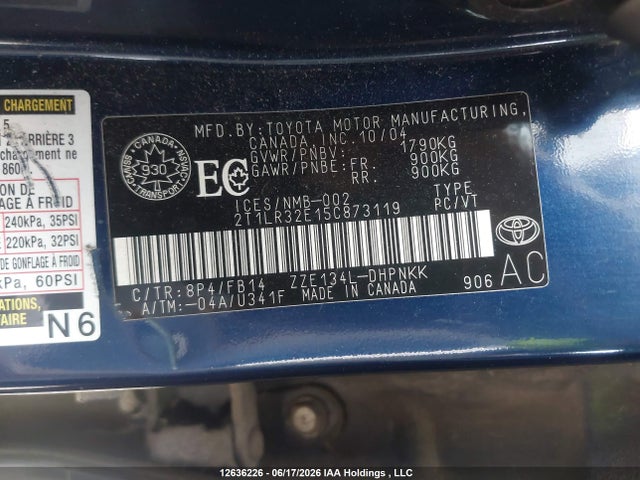 Продажа на аукционе авто 2005 Toyota Corolla Matrix Xr, vin: 2T1LR32E15C873119, номер лота: 12636226