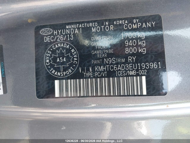 Продаж на аукціоні авто 2014 Hyundai Veloster, vin: KMHTC6AD3EU193961, номер лоту: 12636228