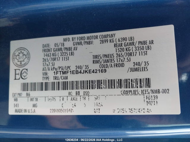 Ford F150 2018 1FTMF1EB4JKE42169 Image 18